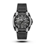 Tubular Mechanical Tonneau Industrial Leather silver tone Watch