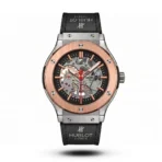 Hublot Classic Fusion Skeleton black Strap silver case Watch | AA Grade Inspired