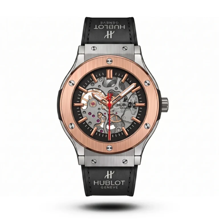 Hublot Classic Fusion Skeleton black Strap silver case Watch | AA Grade Inspired