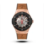 Hublot Classic Fusion Skeleton mustard Strap rose gold case Watch | AA Grade Inspired