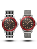 Omega 007 Jmaes Bond Edition Mesh Strap black dial red bezel Watch free nato strap