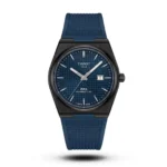 Tissot PRX Powermatic 80 blue Strap waffle blue dial black body Watch