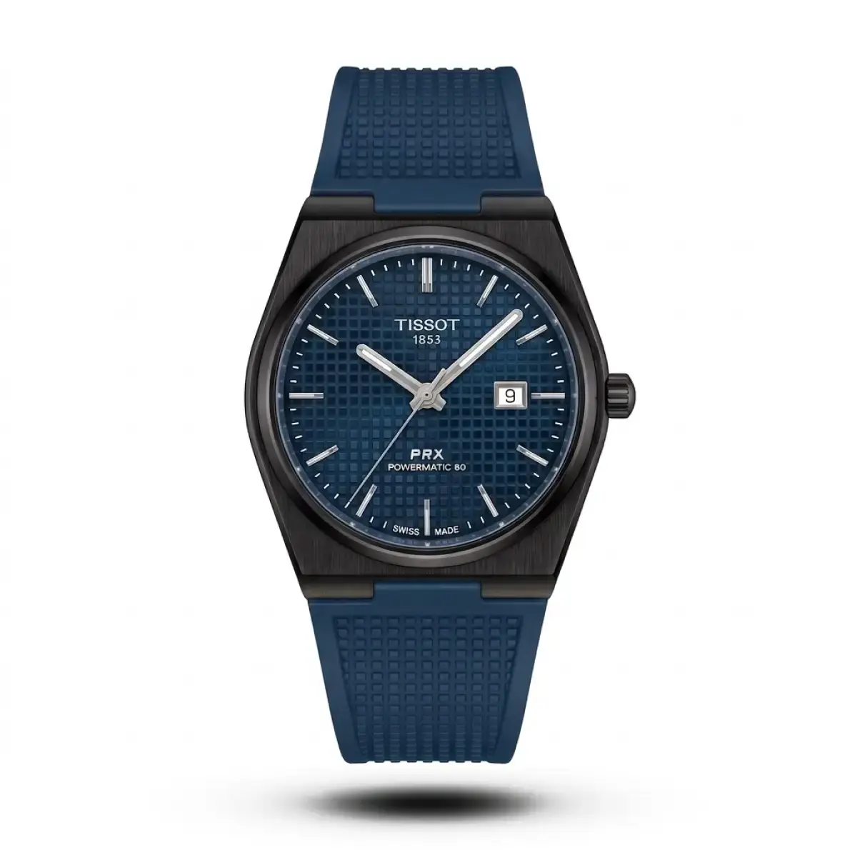 product-74b8c885-143d-4265-a0bb-265613cab860 Tissot PRX Powermatic 80 blue Strap waffle blue dial black body Watch - Image 1