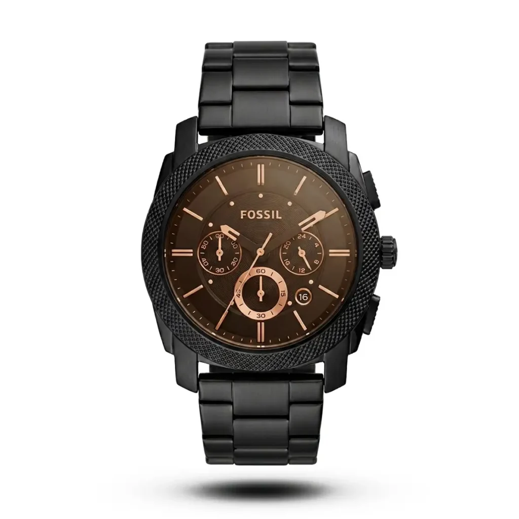 Fossil Machine Chronograph Rose Gold & Black Steel Watch | AA Grade Inspired