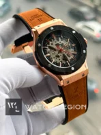Hublot Classic Fusion Skeleton mustard Strap rose gold case Watch | AA Grade Inspired