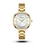 Curren Blanche Mother-of-Pearl Crystal Accent Gold Bracelet Watch