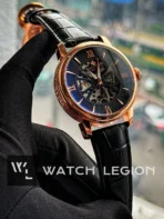 Patek Philippe Skeleton Roman black Leather rose gold tone Watch | AA Grade Inspired