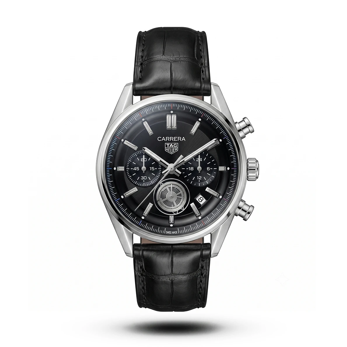product-895896e8-e6e5-45fb-ade5-70979feb733e.webp TAG Heuer Carrera Chrono black Leather black dial Watch | AA Grade Inspired