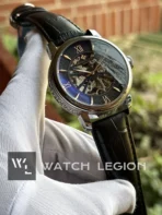 Patek Philippe Skeleton Roman black Leather silver tone Watch | AA Grade Inspired