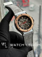 Hublot Classic Fusion Skeleton grey Strap silver case Watch | AA Grade Inspired