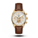 TAG Heuer Carrera Chrono brown Leather white dial gold tone Watch | AA Grade Inspired