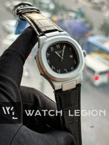 Patek Philippe Nautilus Arabic Dial black Leather black dial Watch - Image 2
