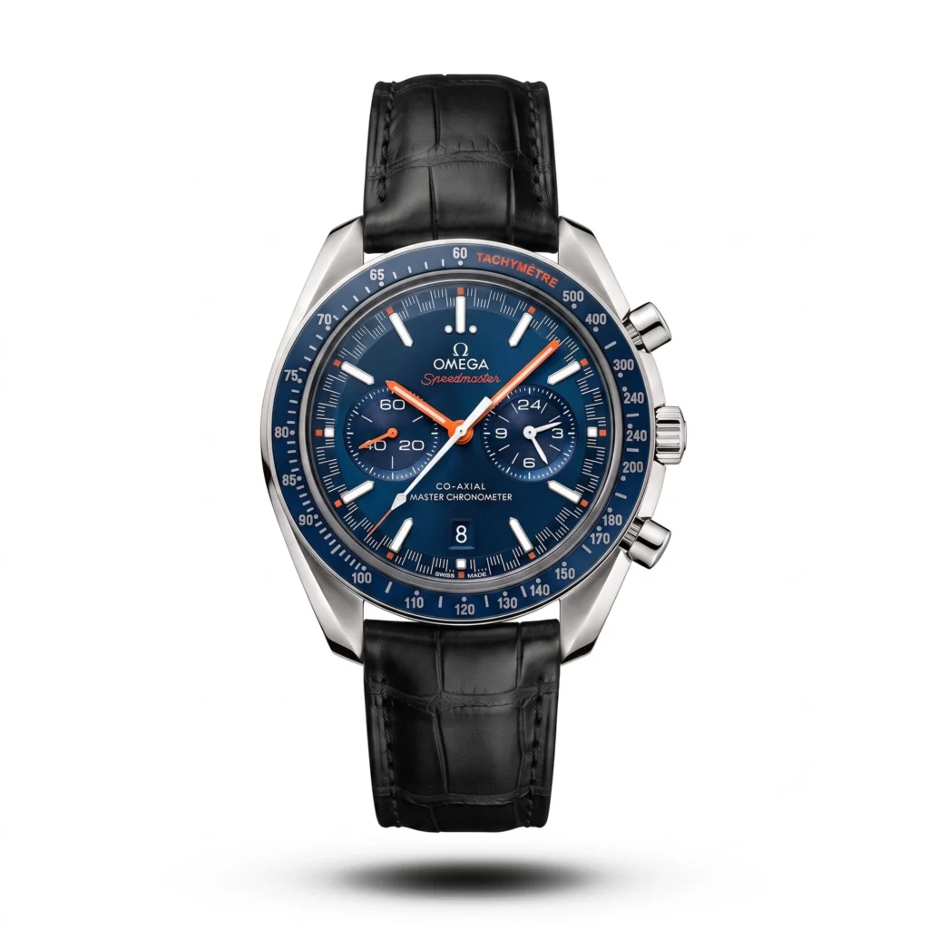 Omega Speedmaster Racing Chrono black Leather blue dial Watch | AA Grade Inspired
