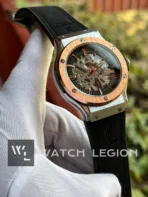 Hublot Classic Fusion Skeleton black Strap silver case Watch | AA Grade Inspired