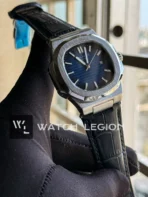 Patek Philippe Nautilus Blue Leather Strap Watch - Image 2