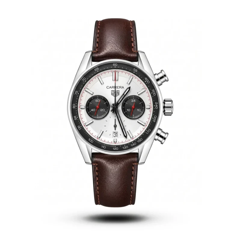 TAG Heuer Carrera Chrono Heritage brown Leather white dial Watch | AA Grade Inspired