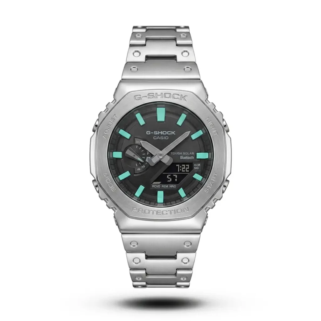 Casio G-Shock Full Metal silver case black dial blue digit Watch | Semi AAA Grade Inspired