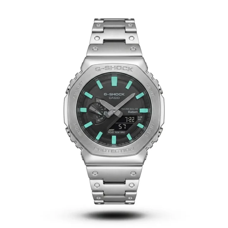 Casio G-Shock Full Metal silver case black dial blue digit Watch | Semi AAA Grade Inspired