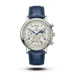 Patek Philippe grand chrono blue Leather silver case white dial Watch | AA Grade Inspired