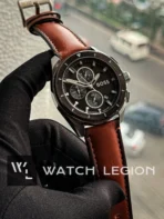 Hugo Boss Volane Chronograph mustard Leather black dial Watch | AA Grade Inspired