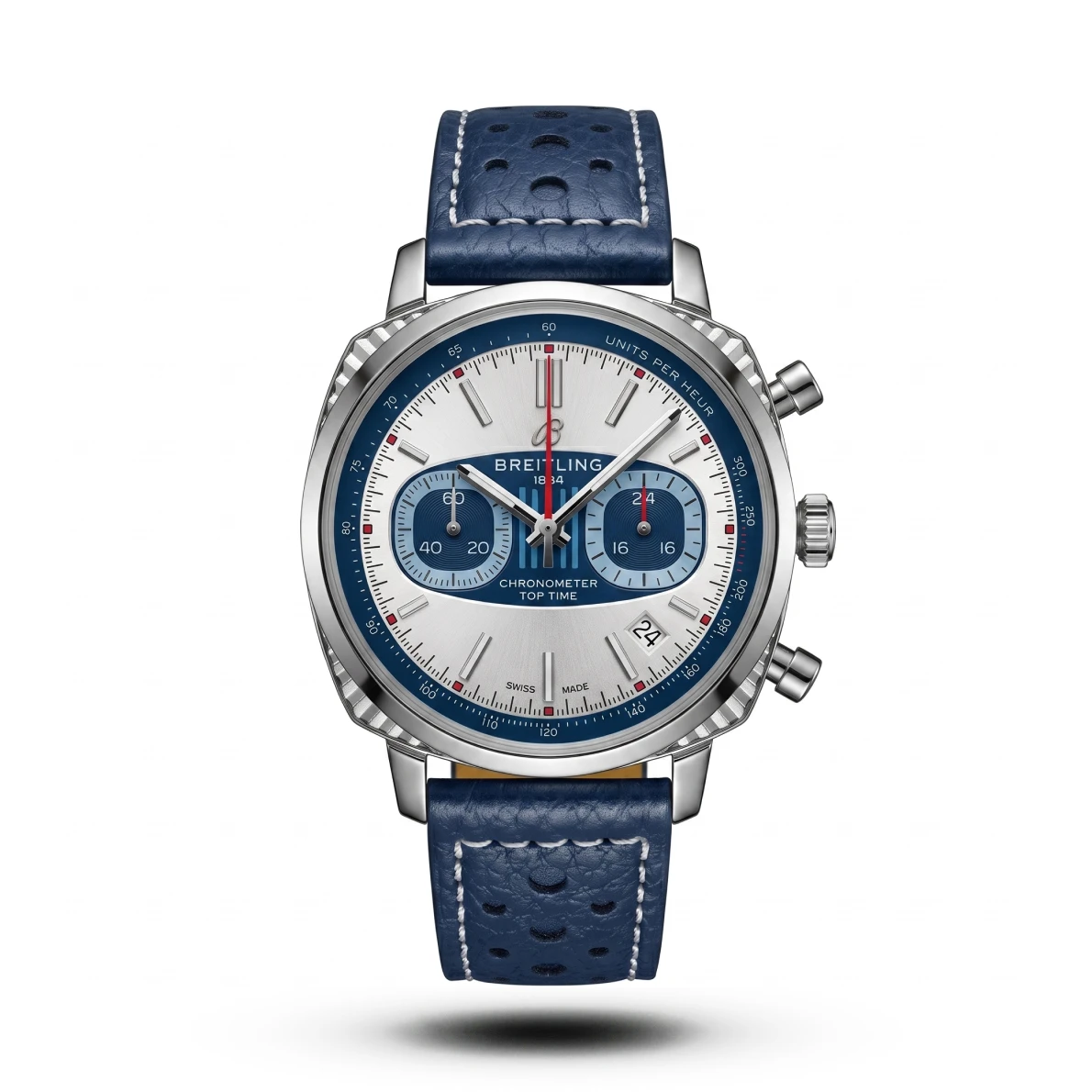 product-d3632c76-89c8-446f-b97a-86e00319c18b.webp Breitling Top Time Zorro Perforated blue Strap white dial Watch | AA Grade Inspired