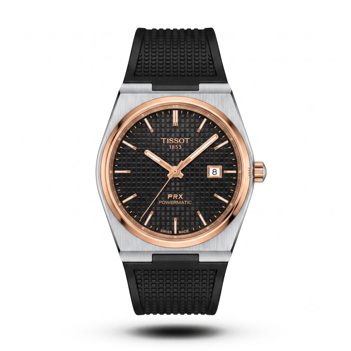 product-d4ea73ae-2142-4802-a913-5aaeec5dc438.webp Tissot PRX Powermatic 80 black Strap waffle black dial rose gold bezel Watch | AA Grade Inspired