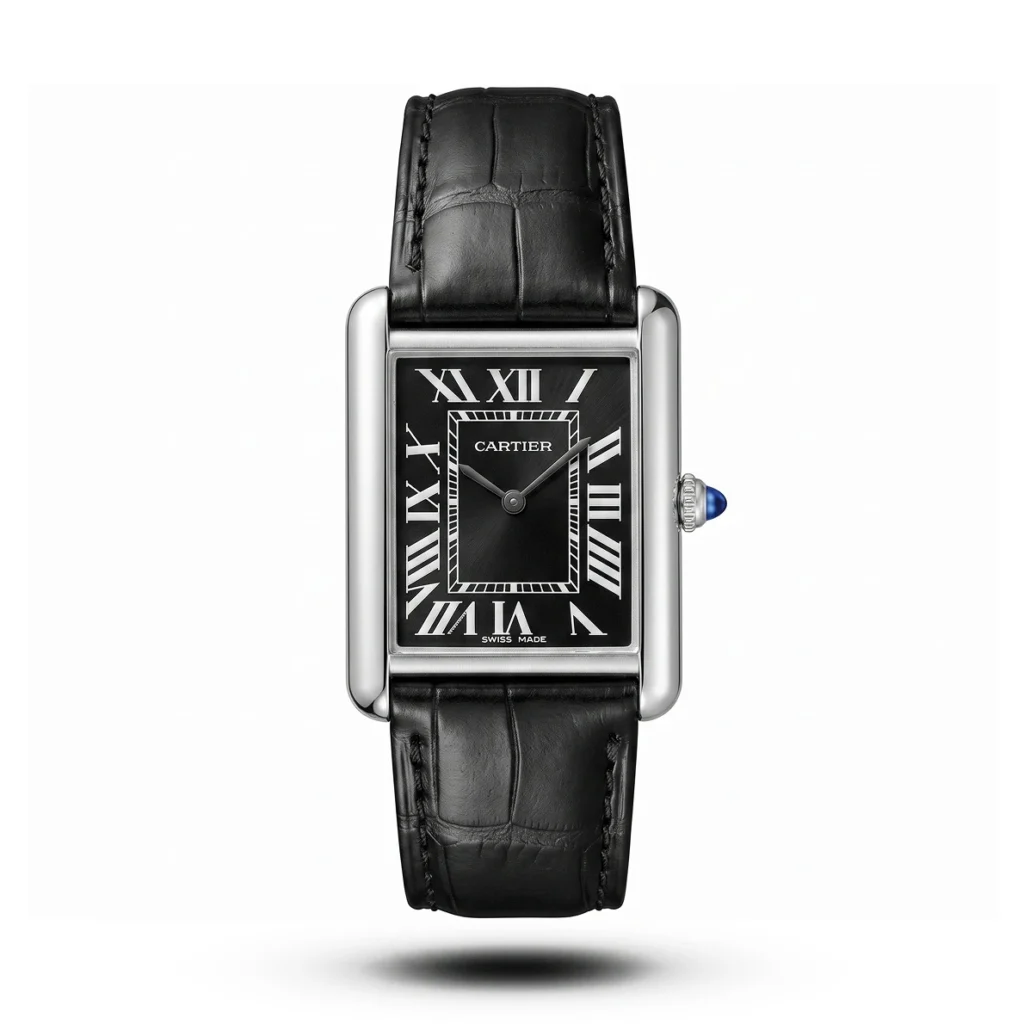 Cartier Tank Must Black Strap Black dial Men's Watch | AA Grade Inspired