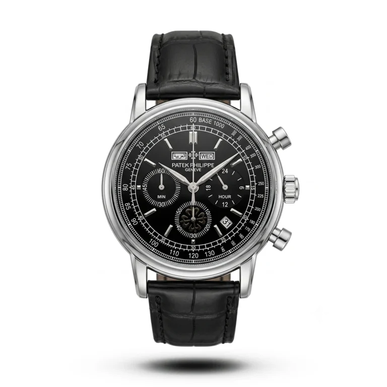 Patek Philippe Arabic Day-Date Chronograph black Strap black dial Watch | AA Grade Inspired