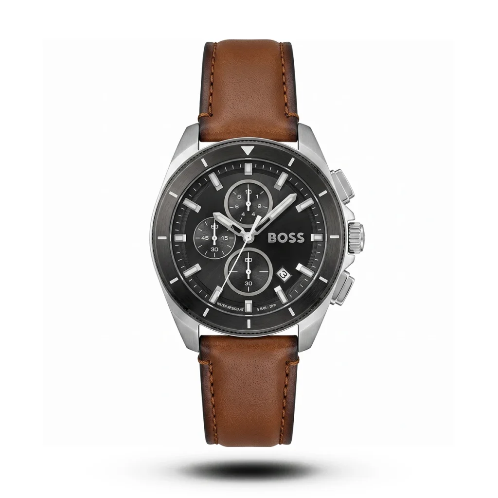 Hugo Boss Volane Chronograph mustard Leather black dial Watch | AA Grade Inspired
