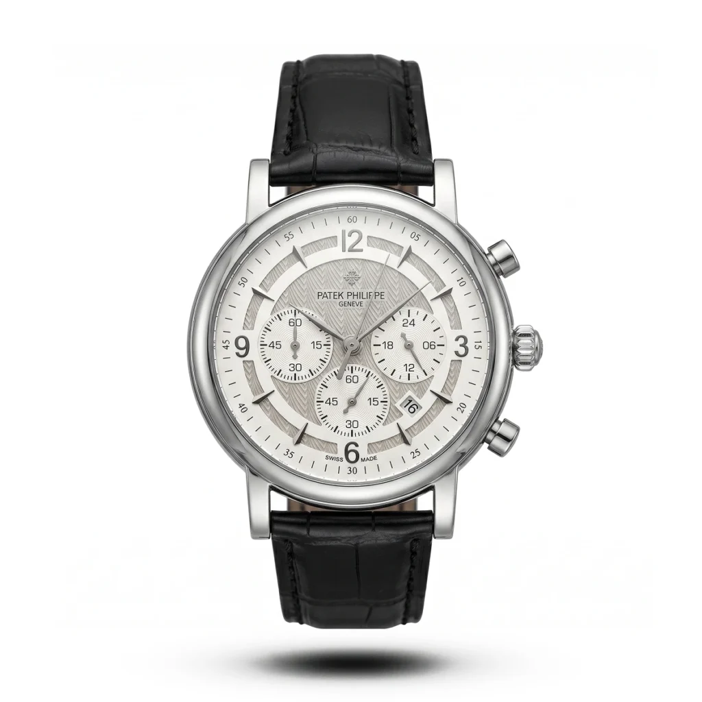 Patek Philippe Tri-Compax Chrono black Leather white dial Watch | AA Grade Inspired