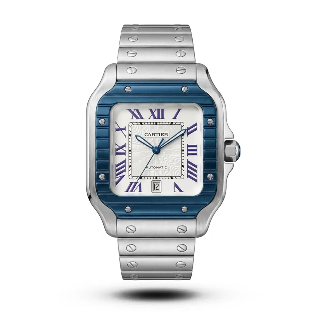 Cartier Santos de Cartier blue bezel white dial Steel Watch | AA Grade Inspired