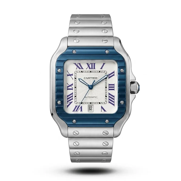 Cartier Santos de Cartier blue bezel white dial Steel Watch | AA Grade Inspired