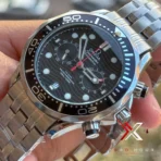 Omega Seamaster Diver Chronograph Black Dial Steel Watch - Image 7