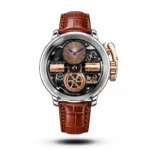 Jacob & Co Godfather Music Box Tourbillon Brown strap Silver Case Watch