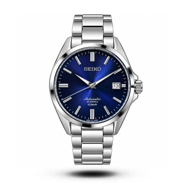 Seiko Automatic Sunburst Blue Dial Steel Watch