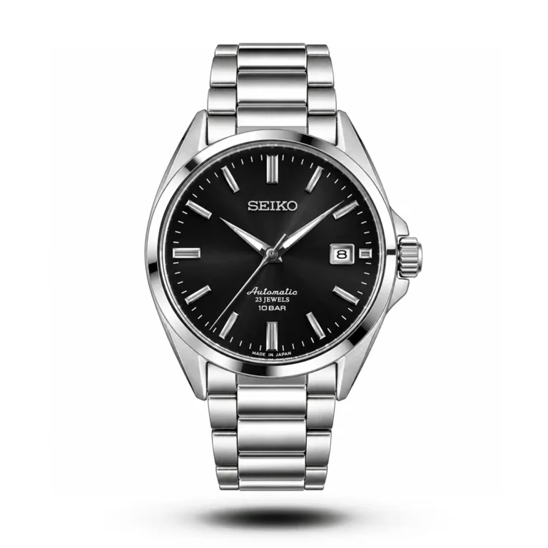 Seiko Automatic Sunburst Black Dial Steel Watch