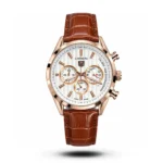 TAG Heuer Carrera Calibre 1969 white dial brown strap rose gold tone Watch