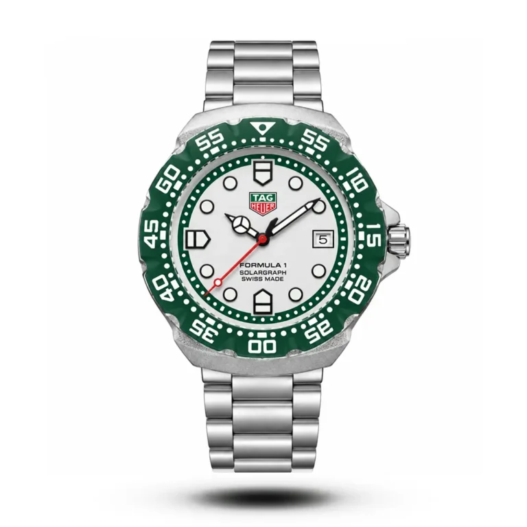 TAG Heuer Formula 1 Solargraph Silver Dial Green Bezel Watch