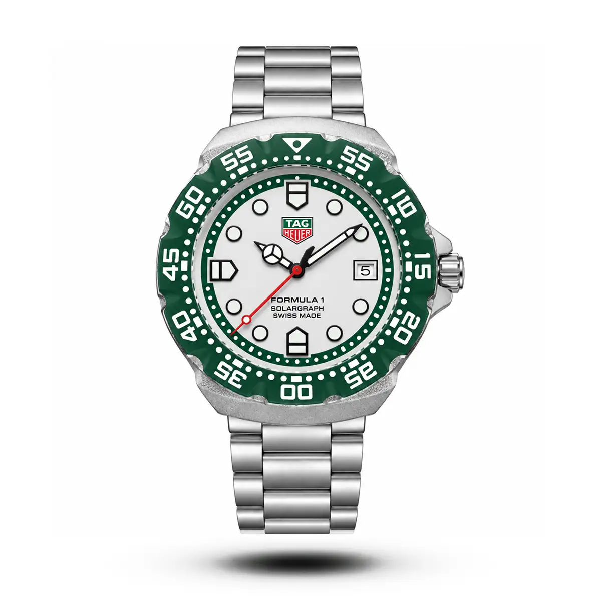 TAG Heuer Formula 1 Solargraph Silver Dial Green Bezel Watch TAG Heuer Formula 1 Solargraph Silver Dial Green Bezel Watch
