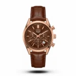 TAG Heuer Carrera Chrono Tri-Compax brown belt rose gold case brown dial Watch