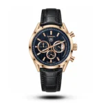 TAG Heuer Carrera Calibre 1969 black dial black strap rose gold tone Watch
