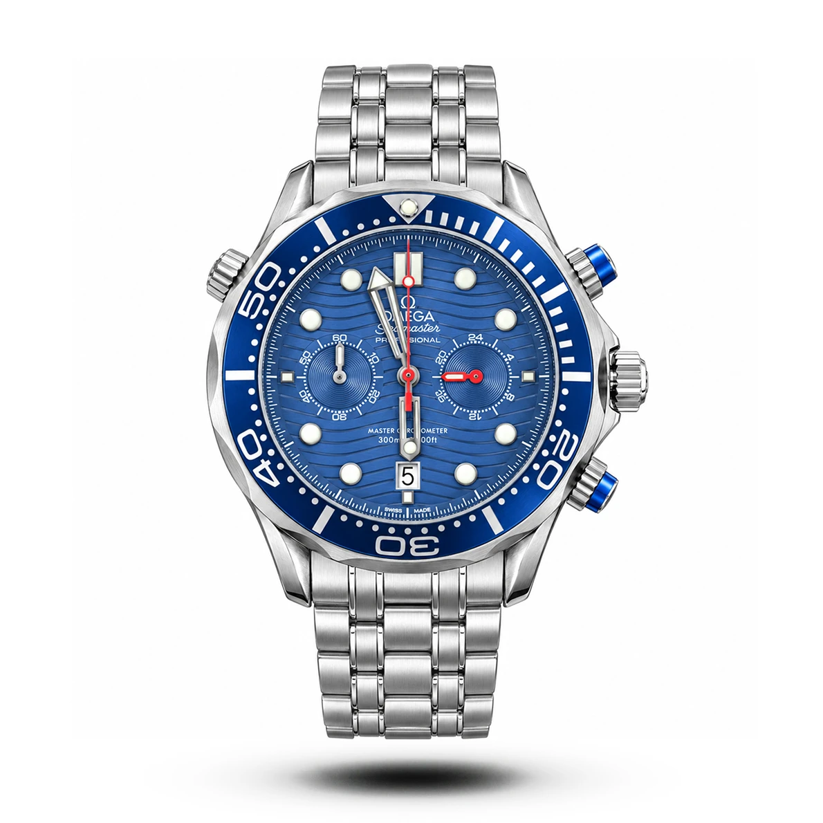product-9bb7dff4-1594-41c7-924b-ce1b61b0522a Omega Seamaster Diver Chronograph Blue Dial Steel Watch
