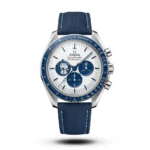 Omega Speedmaster Silver Snoopy chronograph with white dial and blue strap