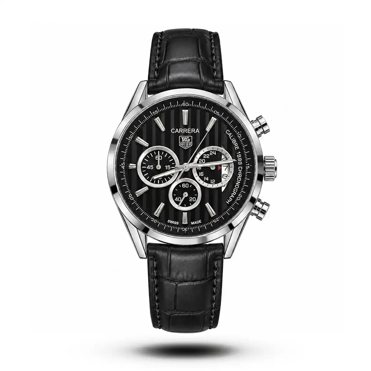 product-cb3c8bba-476c-4316-8843-57e356864b0c.webp TAG Heuer Carrera Calibre 1969 black dial black strap silver tone Watch - Image 1
