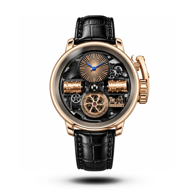 Jacob & Co Godfather Music Box Tourbillon Black strap Rose Gold Case Watch