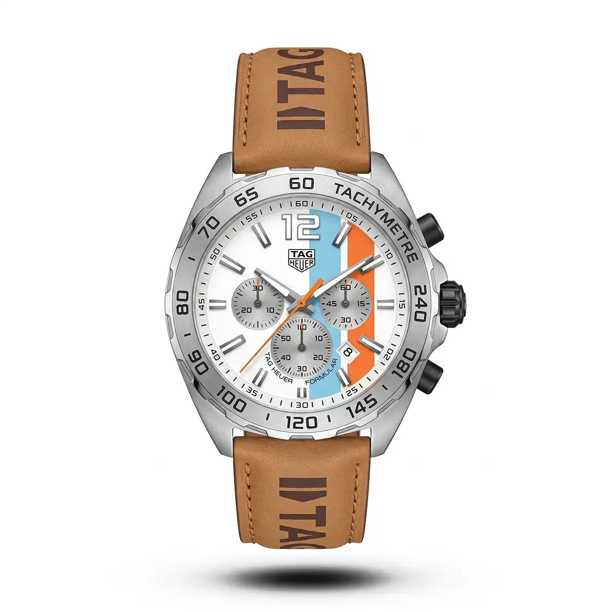 product-ea640f66-09d0-4094-a3ba-6e23bf3be5ee.webp TAG Heuer Formula 1 Chronograph iconic dial mustard Suede Leather Watch - Image 1